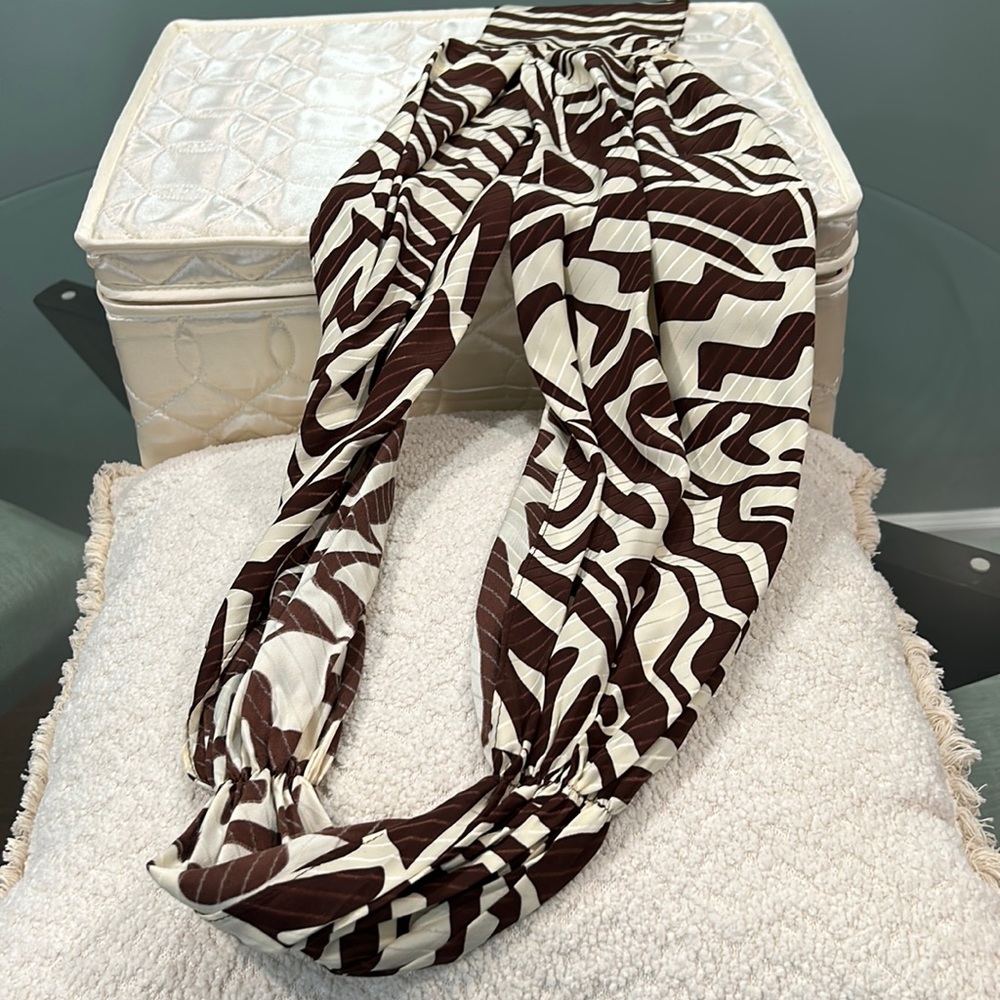 Zebra - Brown and White Silk Scarf.